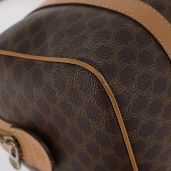 CELINE Macadam Canvas Boston Bag PVC Leather Brown Gold Auth mr2325A