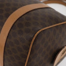 CELINE Macadam Canvas Boston Bag PVC Leather Brown Gold Auth mr2325A-14