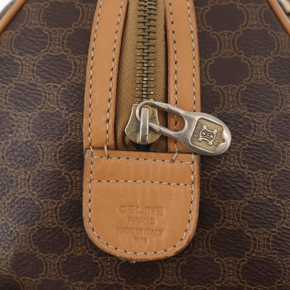 CELINE Macadam Canvas Boston Bag PVC Leather Brown Gold Auth mr2325A