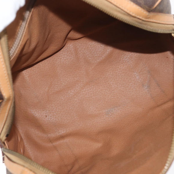 CELINE Macadam Canvas Boston Bag PVC Leather Brown Gold Auth mr2325A