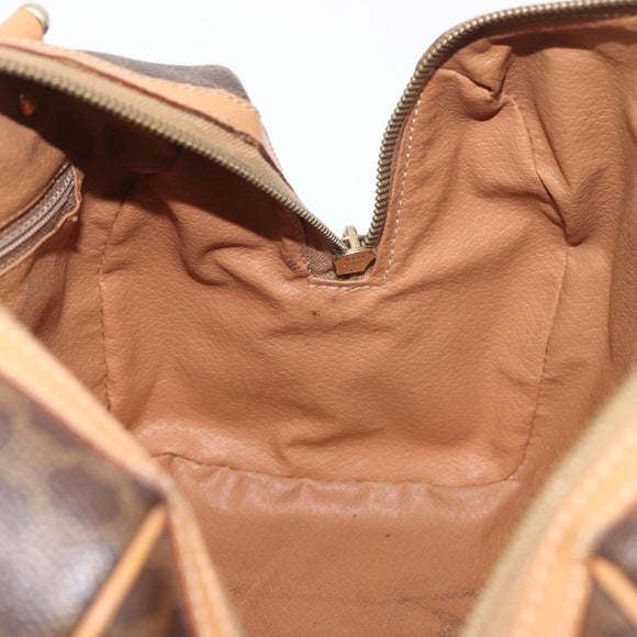 CELINE Macadam Canvas Boston Bag PVC Leather Brown Gold Auth mr2325A