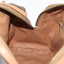 CELINE Macadam Canvas Boston Bag PVC Leather Brown Gold Auth mr2325A-18