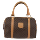 CELINE Macadam Canvas Boston Bag PVC Leather Brown Gold Auth mr2325A-13
