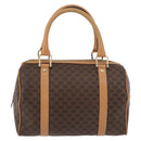 CELINE Macadam Canvas Boston Bag PVC Leather Brown Gold Auth mr2325A-2
