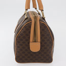 CELINE Macadam Canvas Boston Bag PVC Leather Brown Gold Auth mr2325A-3