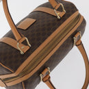 CELINE Macadam Canvas Boston Bag PVC Leather Brown Gold Auth mr2325A-6