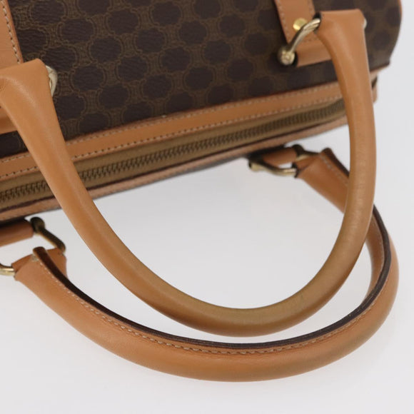 CELINE Macadam Canvas Boston Bag PVC Leather Brown Gold Auth mr2325A