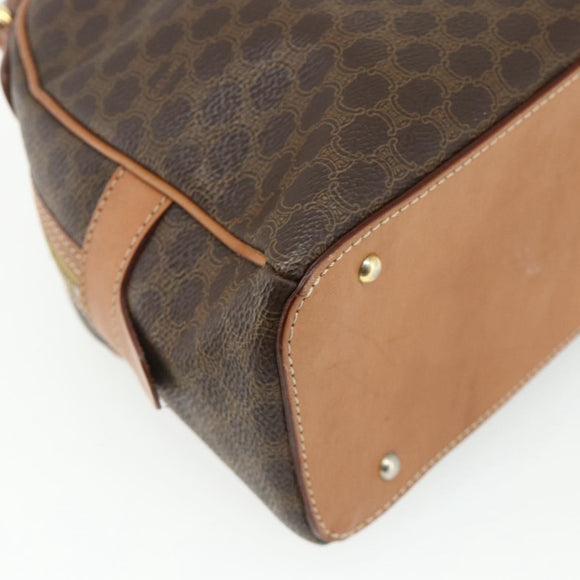 CELINE Macadam Canvas Hand Bag PVC Leather Brown Gold Auth mr2328A