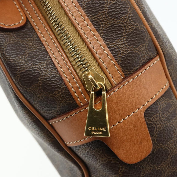 CELINE Macadam Canvas Hand Bag PVC Leather Brown Gold Auth mr2328A