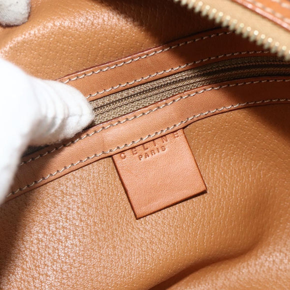 CELINE Macadam Canvas Hand Bag PVC Leather Brown Gold Auth mr2328A