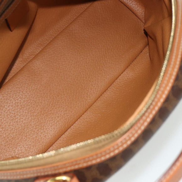 CELINE Macadam Canvas Hand Bag PVC Leather Brown Gold Auth mr2328A