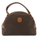 CELINE Macadam Canvas Hand Bag PVC Leather Brown Gold Auth mr2328A-13