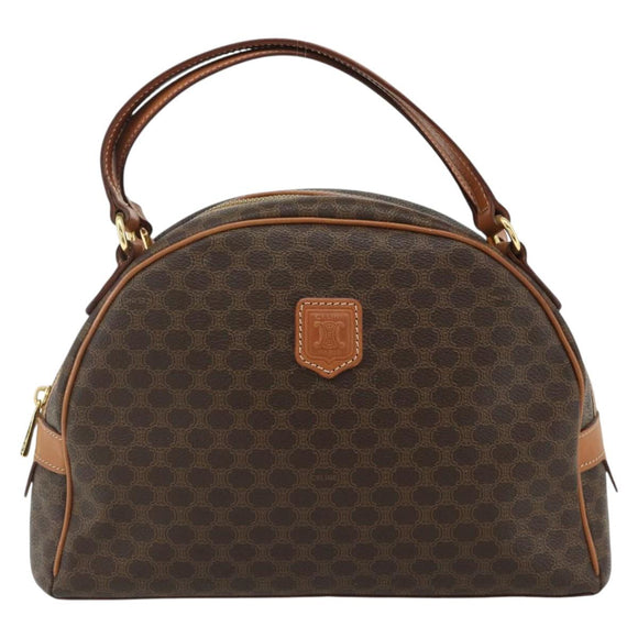CELINE Macadam Canvas Hand Bag PVC Leather Brown Gold Auth mr2328A