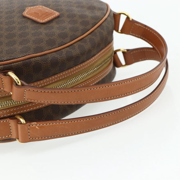 CELINE Macadam Canvas Hand Bag PVC Leather Brown Gold Auth mr2328A