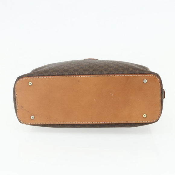 CELINE Macadam Canvas Hand Bag PVC Leather Brown Gold Auth mr2328A
