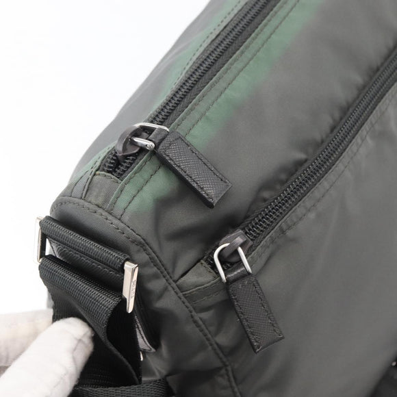 PRADA Shoulder Bag Nylon Green Silver Auth mr2330