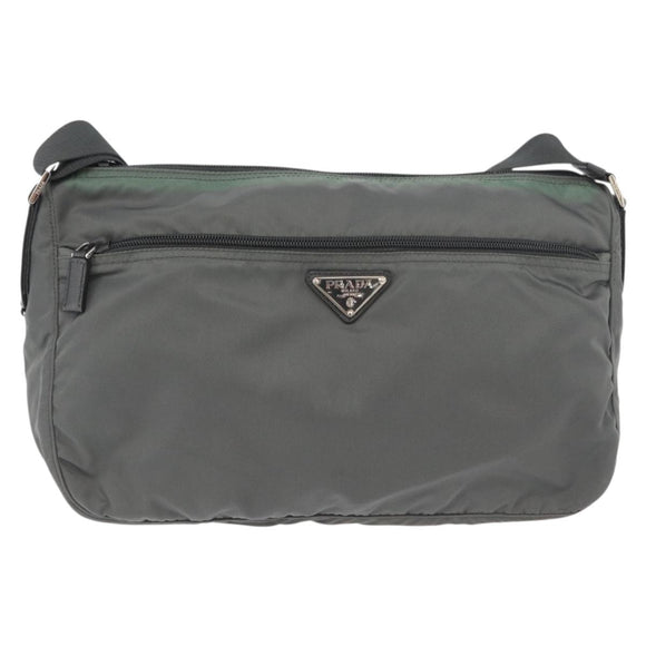 PRADA Shoulder Bag Nylon Green Silver Auth mr2330