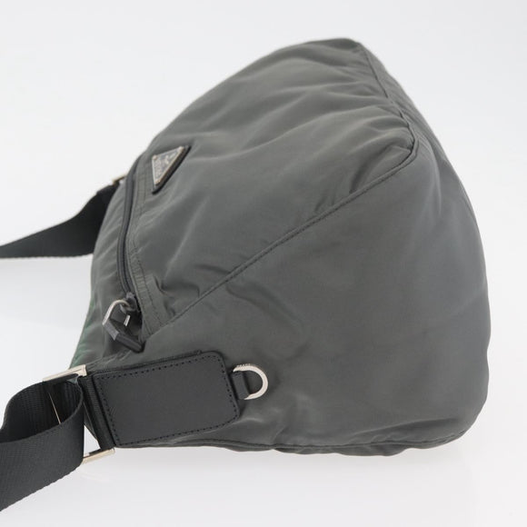 PRADA Shoulder Bag Nylon Green Silver Auth mr2330