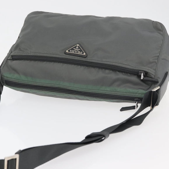 PRADA Shoulder Bag Nylon Green Silver Auth mr2330