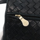 BOTTEGA VENETA INTRECCIATO Shoulder Bag Leather Black Gold Auth mr2335-17