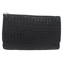 BOTTEGA VENETA INTRECCIATO Shoulder Bag Leather Black Gold Auth mr2335-13