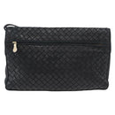 BOTTEGA VENETA INTRECCIATO Shoulder Bag Leather Black Gold Auth mr2335-2