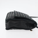 BOTTEGA VENETA INTRECCIATO Shoulder Bag Leather Black Gold Auth mr2335-3