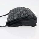 BOTTEGA VENETA INTRECCIATO Shoulder Bag Leather Black Gold Auth mr2335-4