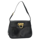 Salvatore Ferragamo Gancini Shoulder Bag Leather Black Gold Auth mr2337-1