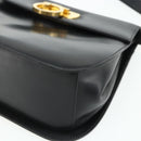 Salvatore Ferragamo Gancini Shoulder Bag Leather Black Gold Auth mr2337-9