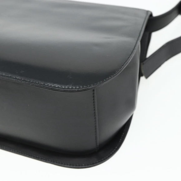 Salvatore Ferragamo Gancini Shoulder Bag Leather Black Gold Auth mr2337