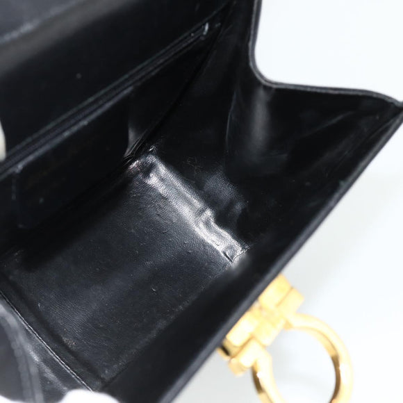 Salvatore Ferragamo Gancini Shoulder Bag Leather Black Gold Auth mr2337