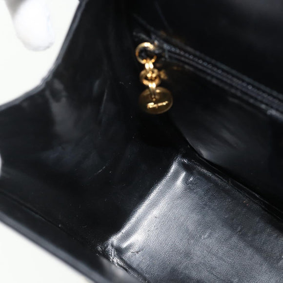 Salvatore Ferragamo Gancini Shoulder Bag Leather Black Gold Auth mr2337