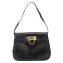 Salvatore Ferragamo Gancini Shoulder Bag Leather Black Gold Auth mr2337-13