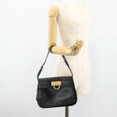 Salvatore Ferragamo Gancini Shoulder Bag Leather Black Gold Auth mr2337-21
