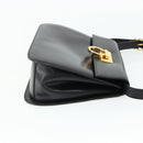 Salvatore Ferragamo Gancini Shoulder Bag Leather Black Gold Auth mr2337-4