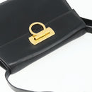 Salvatore Ferragamo Gancini Shoulder Bag Leather Black Gold Auth mr2337-6