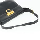 Salvatore Ferragamo Gancini Shoulder Bag Leather Black Gold Auth mr2337-7