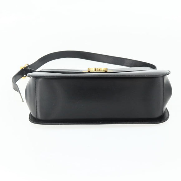 Salvatore Ferragamo Gancini Shoulder Bag Leather Black Gold Auth mr2337