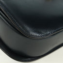 CELINE Triomphe Shoulder Bag Leather Navy Gold Auth mr2338V-10