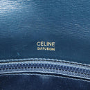 CELINE Triomphe Shoulder Bag Leather Navy Gold Auth mr2338V-18