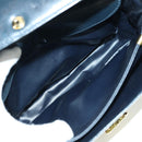 CELINE Triomphe Shoulder Bag Leather Navy Gold Auth mr2338V-19