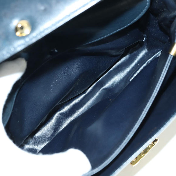 CELINE Triomphe Shoulder Bag Leather Navy Gold Auth mr2338V