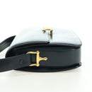 CELINE Triomphe Shoulder Bag Leather Navy Gold Auth mr2338V-3