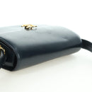 CELINE Triomphe Shoulder Bag Leather Navy Gold Auth mr2338V-6