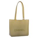CHANEL Tote Bag Rubber Beige CC Auth mr2340-1