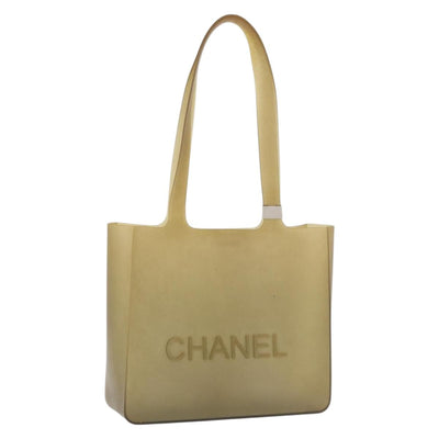 CHANEL Tote Bag Rubber Beige CC Auth mr2340