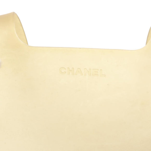 CHANEL Tote Bag Rubber Beige CC Auth mr2340