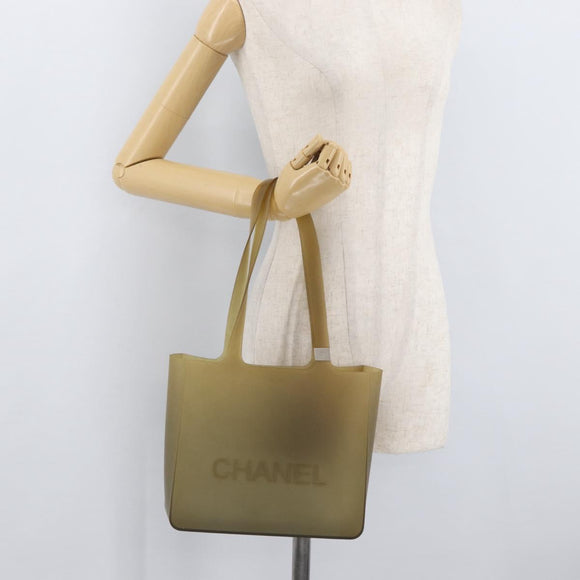 CHANEL Tote Bag Rubber Beige CC Auth mr2340