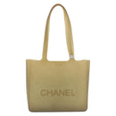 CHANEL Tote Bag Rubber Beige CC Auth mr2340-2